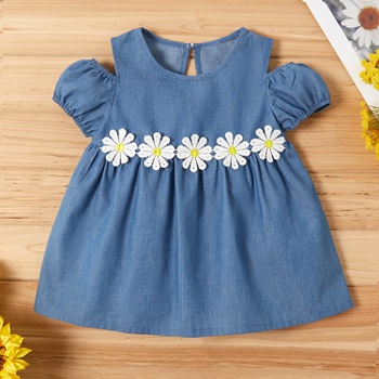 Baby / Toddler Denim Sunflower Decor Dress